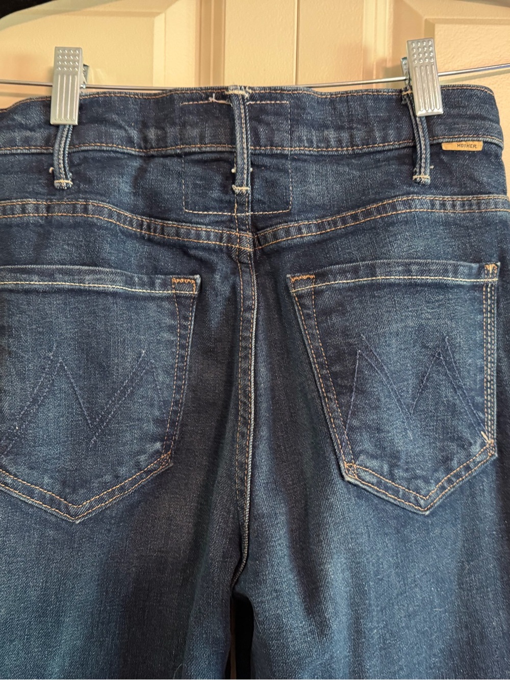 MOTHER Wide-Leg Cuffed Jeans in Medium Blue with Light Cuff - Picture 9 of 11